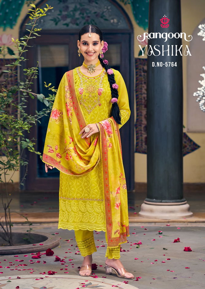 Yashika By Rangoon Schiffli Georgette Readymade Suits Exporters In India